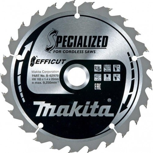 Пильный диск по дереву MAKITA 165x20x1.0х25T efficut B-62979