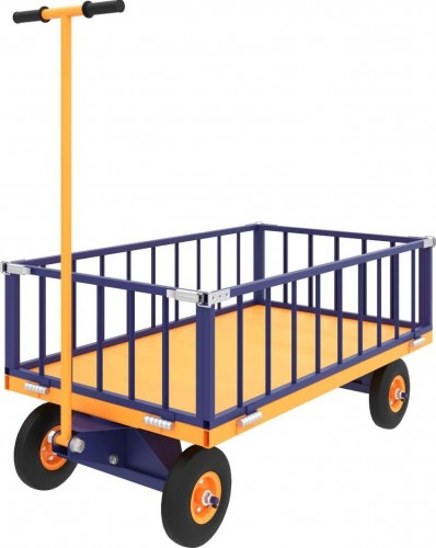 Платформенная усиленная тележка с поворотной осью Rusklad ТПОБ 2 Т 600x900x300 мм, с пневматическими колесами ТПОБ 2 Т пневмо