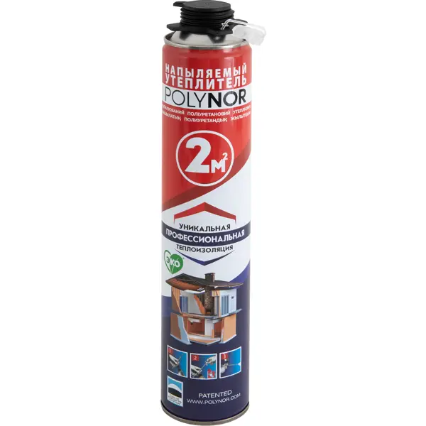 Комплект Polynor для теплоизоляции пола 15 м2: напыляемый утеплитель (12 шт), угловая насадка - изображение 2