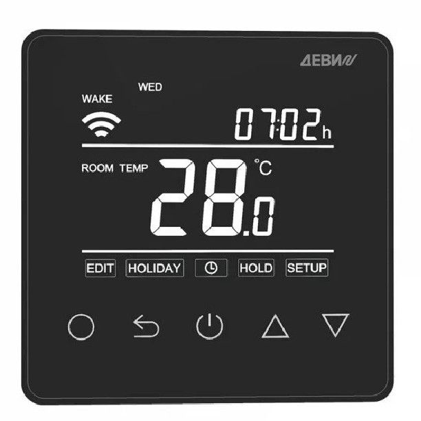 Терморегулятор ДЕВИ Prime c Wi-Fi, с комбинацией датчиков, черный, 16А