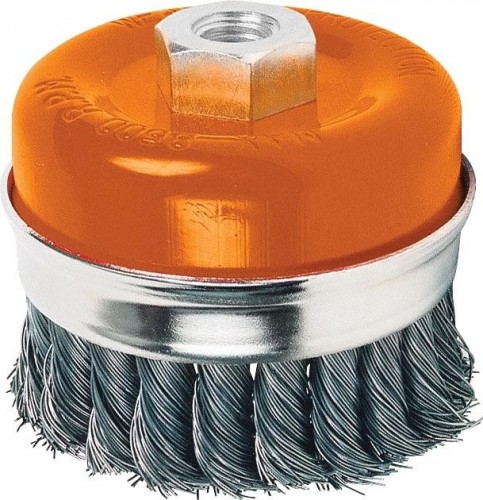 Щетка для УШМ КРАТОН коническая (латун. проволока) d125 мм М14 1 11 02 030