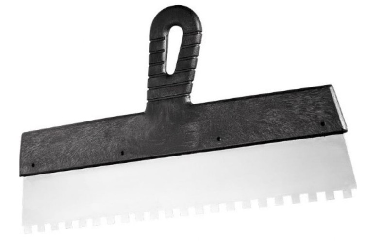 Шпатель СИБРТЕХ 200 мм, зуб 6х6 мм из нержавеющей стали, пластмассовая ручка// 85464