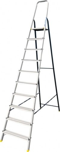 Стремянка алюминиевая АЛЮМЕТ АМS 7810 10 ступеней, со стальной задней ногой АМS7810