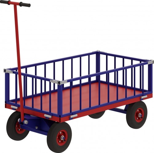 Тележка с трубчатым бортом Rusklad ТПОБ-7Т 800х1400х300 мм, до 450 кг, литые колеса ТПОБ 7 Т литые