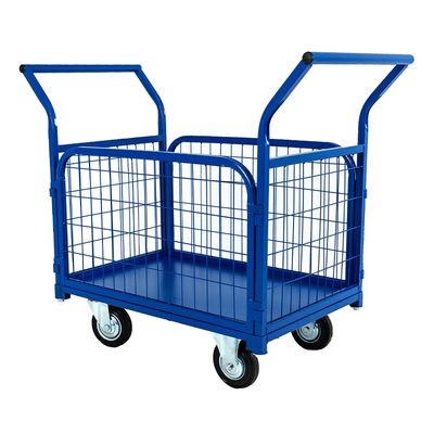 Тележка платформенная TOR ТП-3С (700х1200) с бортами из сетки и двумя ручками (колеса 160 мм) - изображение 4