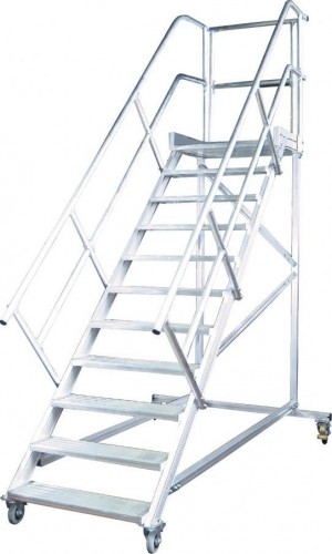 Трап с платформой KRAUSE 18 ступеней, угол наклона 45 град., ширина ступеней 600 мм 827975 827975