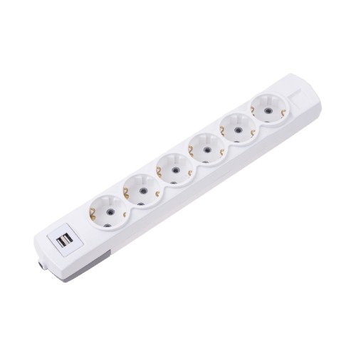 Удлинитель REXANT 13-4121 PREMIUM 6 гнезд, 1,5м, 3х1,5мм², с/з, 2 USB, белый