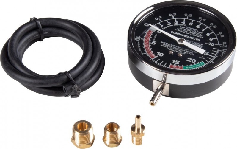 Вакуумметр МАСТАК 120-30003C от -0,7 до 0,7 бар, комплект адаптеров, 5 предмето