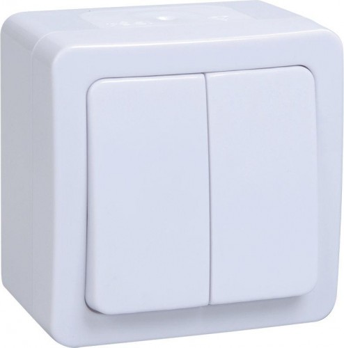 Выключатель двухклавишный IEK Гермес Plus ВС20-2-0-ГПБ 10А IP54, белый EVMP20-K01-10-54-EC