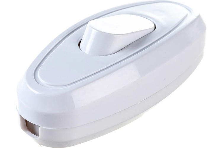 Выключатель-кнопка REXANT 250V 6А ON-OFF белый на электропровод (для настольной лампы/бра) 36-3016